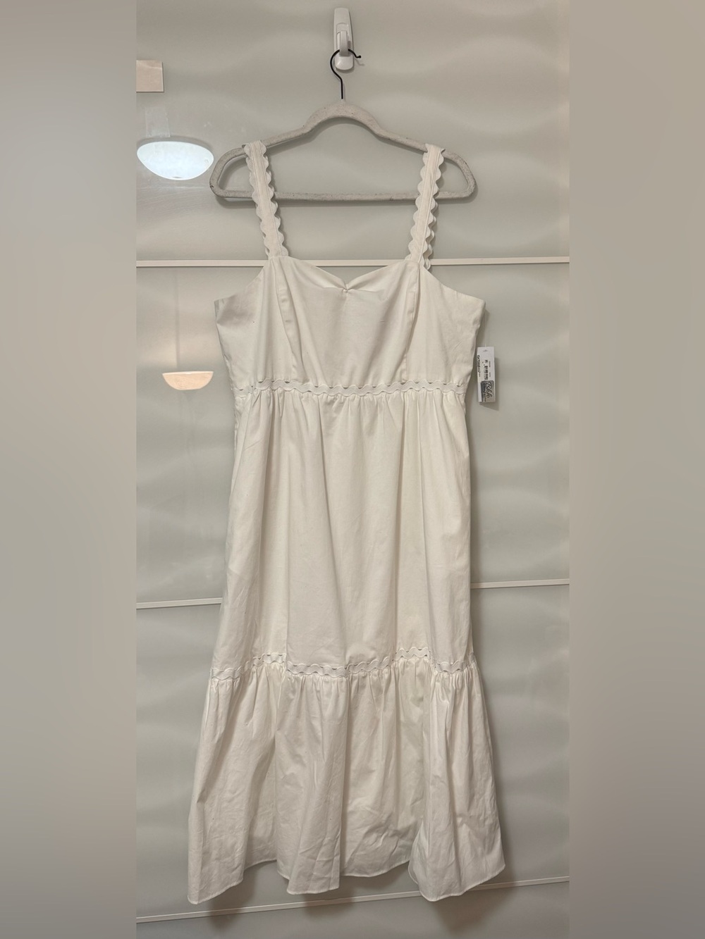 NWT Donna Morgan white cotton midi dress tiered sweetheart XL 16 - Picture 4 of 7